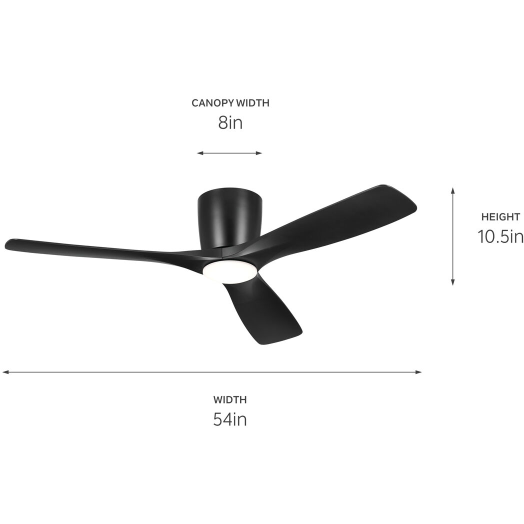 Volos 54 inch Satin Black with Satin Black/Satin Black Blades Ceiling Fan
